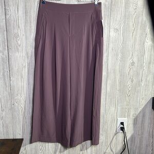 Athleta Brooklyn Heights Pant Womens 12 Mauve Wide Leg Pant Pleated Pullon NEW
